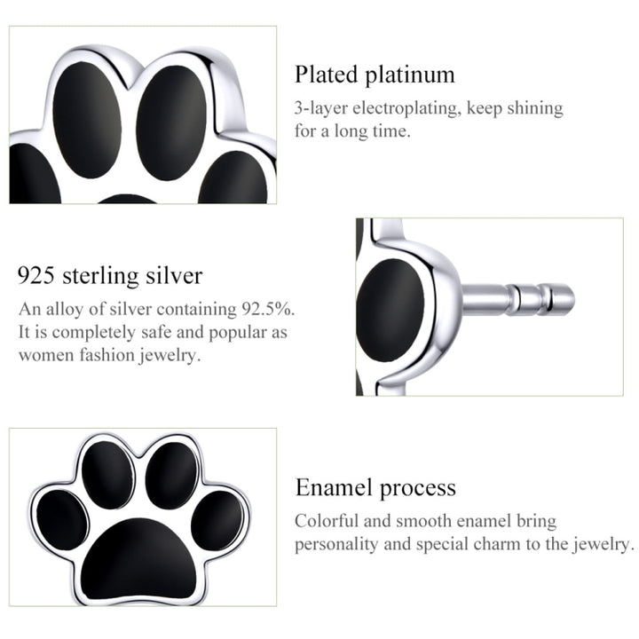 Sterling Silver Pet Paw Print Earrings Dripping Earrings, SCE757