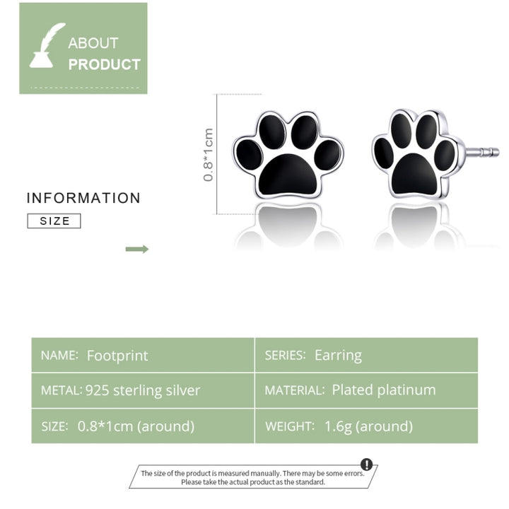 Sterling Silver Pet Paw Print Earrings Dripping Earrings, SCE757