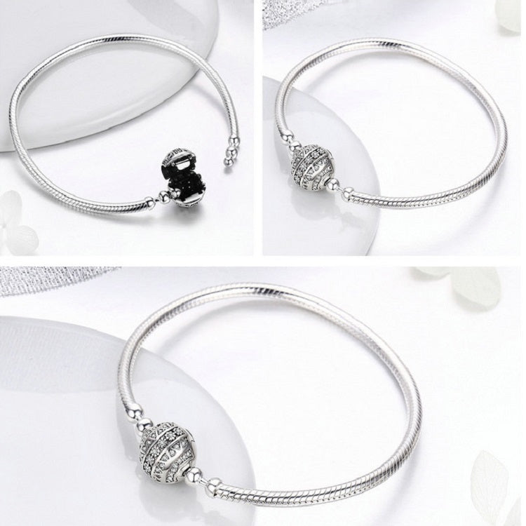 Exquisite Life S925 Sterling Silver Bangle Bracelet Inlaid with Gems, 17cm, 18cm, 19cm, 20cm