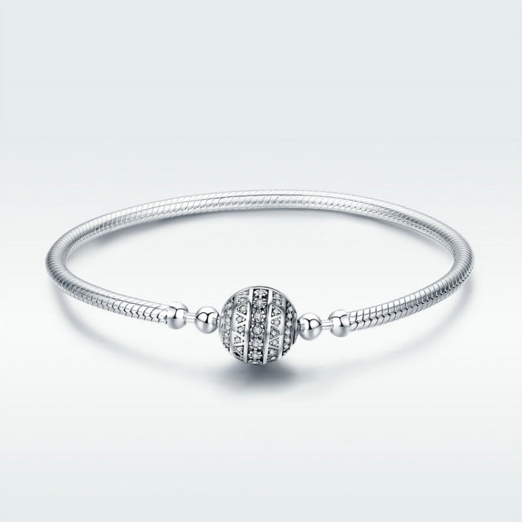 Exquisite Life S925 Sterling Silver Bangle Bracelet Inlaid with Gems, 17cm, 18cm, 19cm, 20cm