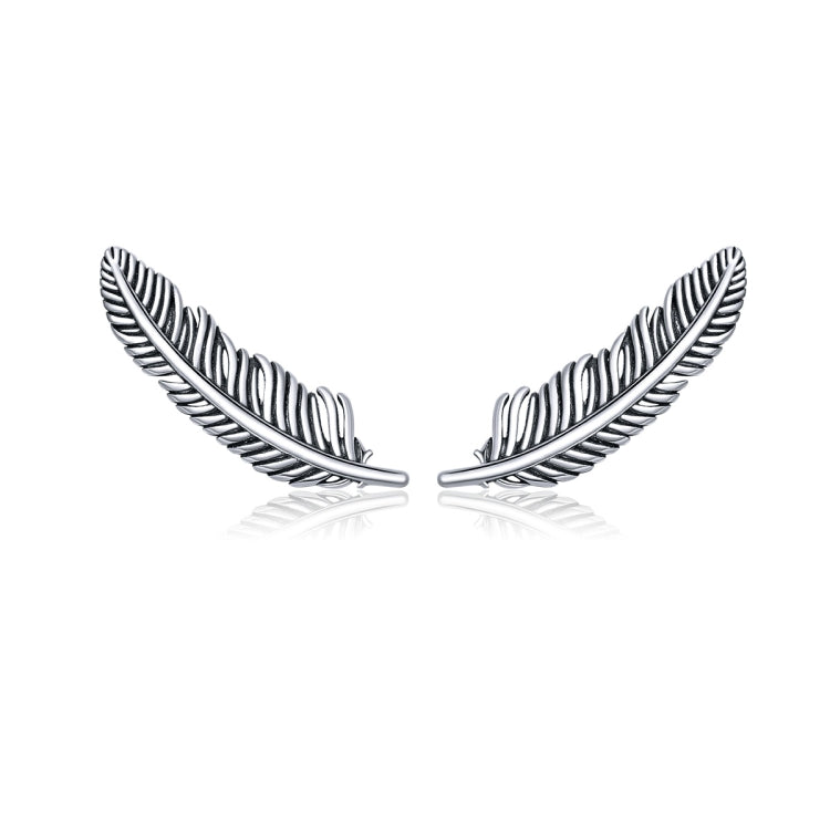 Retro Feather Earrings Sterling Silver Girls Earrings, SCE865