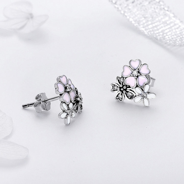 Daisy Flower Sterling Silver Earrings Temperament Female Earrings, SCE400