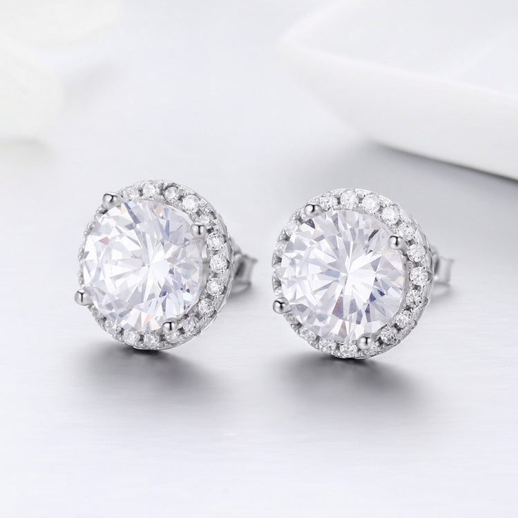 Zircon Earrings Sterling Silver Simple Girls Earrings, SCE358