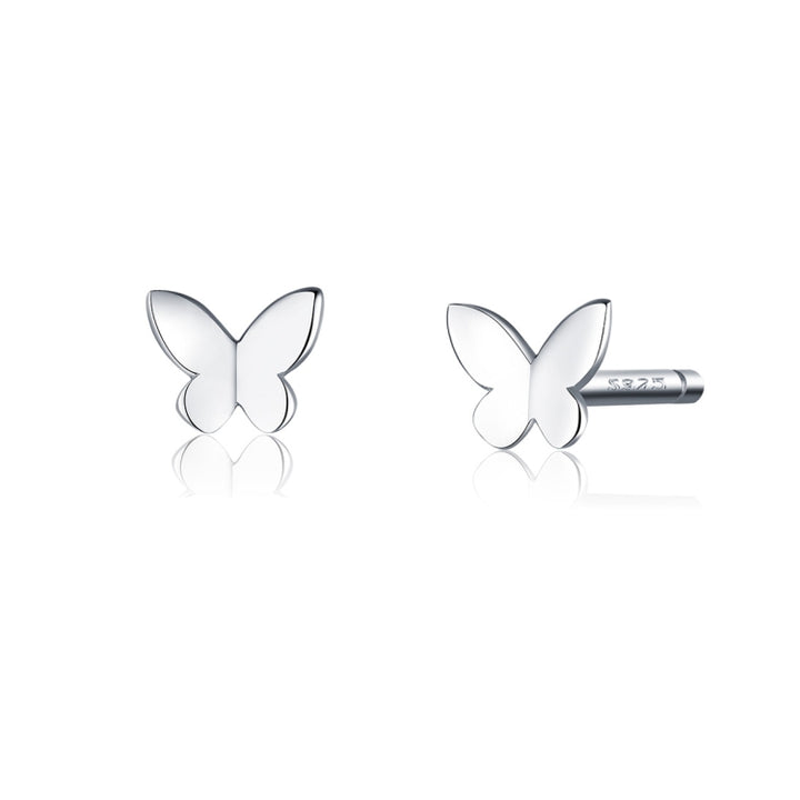 Sterling Silver Butterfly Earrings Fresh Simple and Compact Platinum-plated Girls Earrings, SCE775