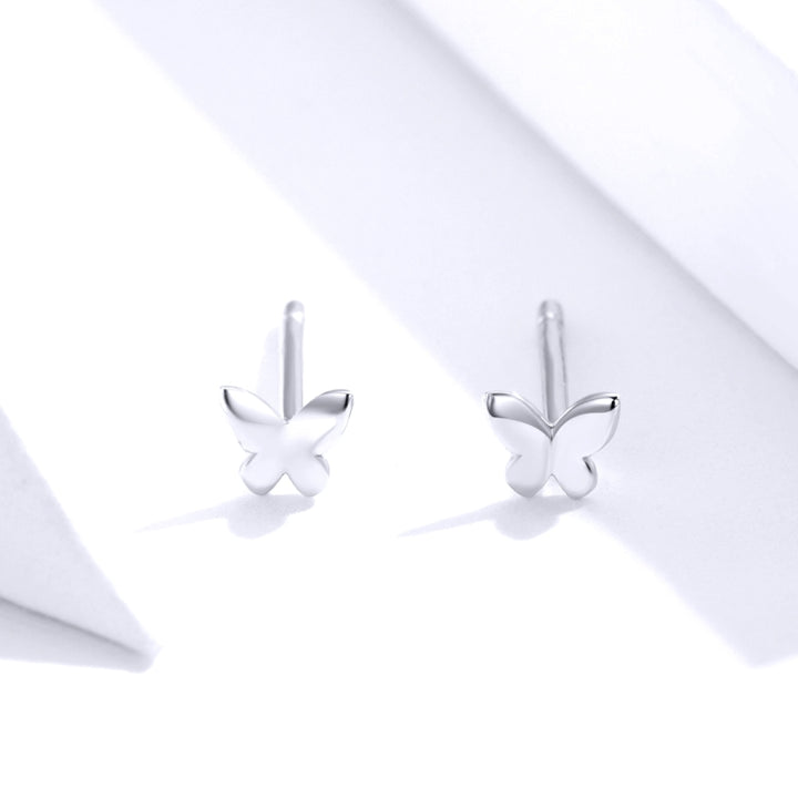 Sterling Silver Butterfly Earrings Fresh Simple and Compact Platinum-plated Girls Earrings, SCE775