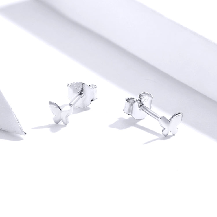 Sterling Silver Butterfly Earrings Fresh Simple and Compact Platinum-plated Girls Earrings, SCE775