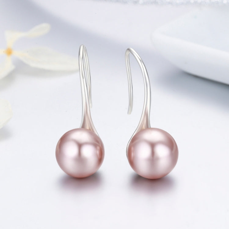 Women Sterling Silver Earrings Temperament Shell Beads Pearl Earrings, Pink, Black, White