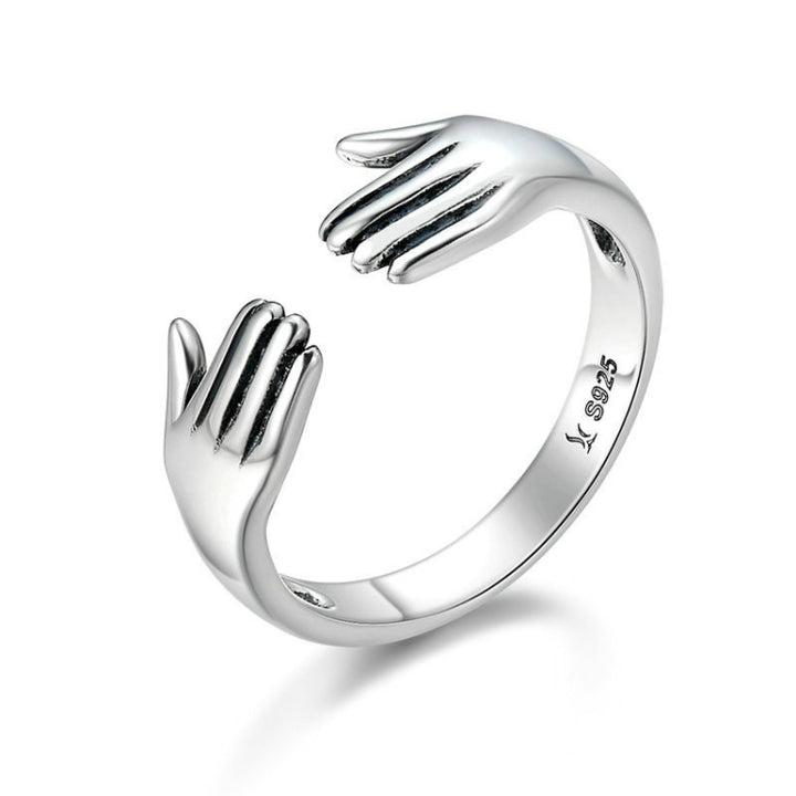 S925 Sterling Silver Ring Give Me A Hug Palm-shaped Ladies Ring, SCR136