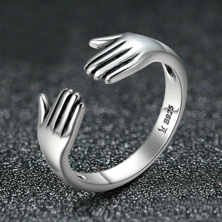 S925 Sterling Silver Ring Give Me A Hug Palm-shaped Ladies Ring, SCR136