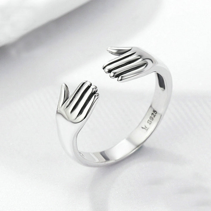 S925 Sterling Silver Ring Give Me A Hug Palm-shaped Ladies Ring, SCR136