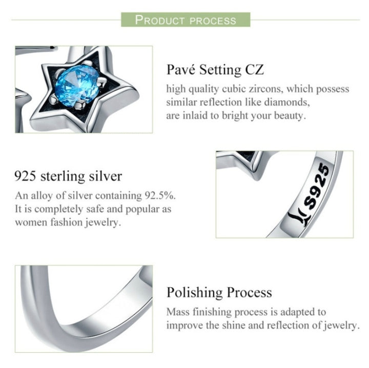 S925 Sterling Silver Ring Interstellar Journey Open Female Ring, SCR322