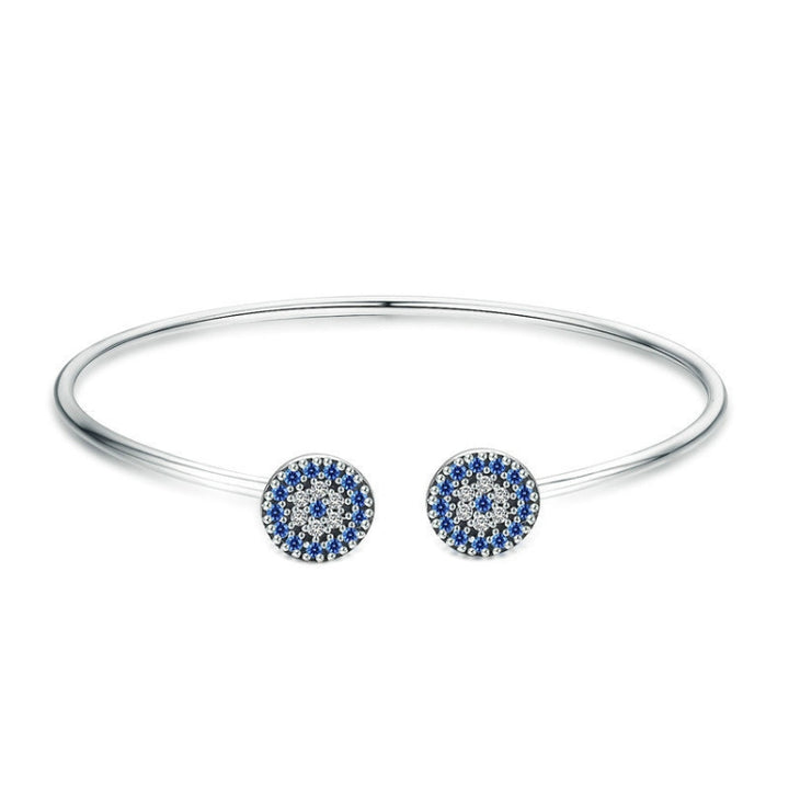 Bright Blue Eyes Inlaid Zircon Bracelet S925 Sterling Silver Bracelet, SCB058