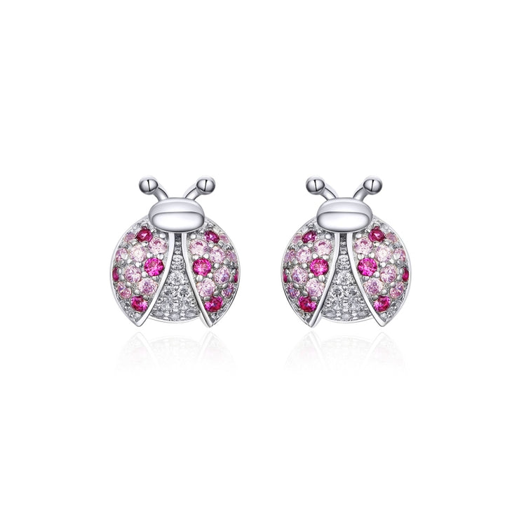 Sterling Silver Insect Earrings Seven-star Ladybug Earrings Platinum-plated Girl Earrings, SCE715