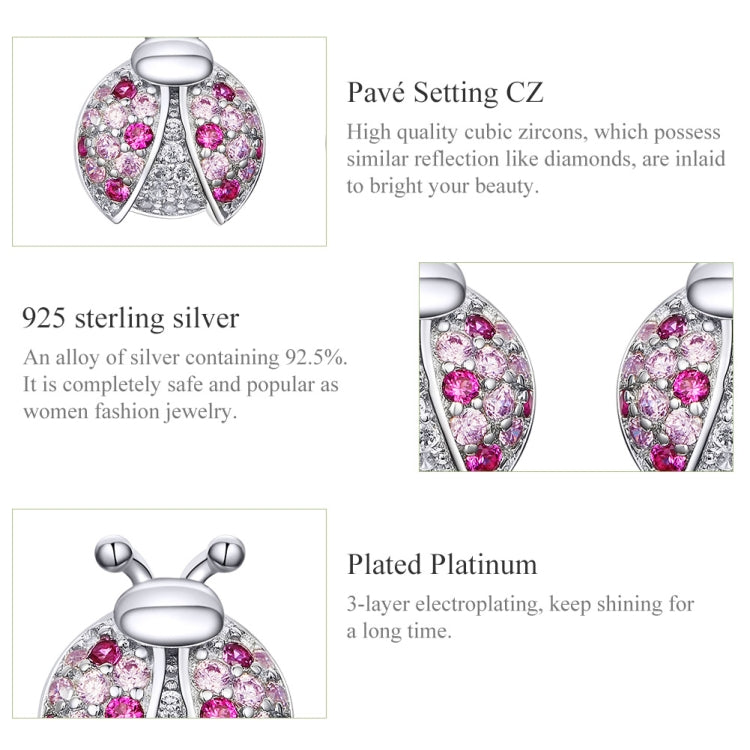 Sterling Silver Insect Earrings Seven-star Ladybug Earrings Platinum-plated Girl Earrings, SCE715