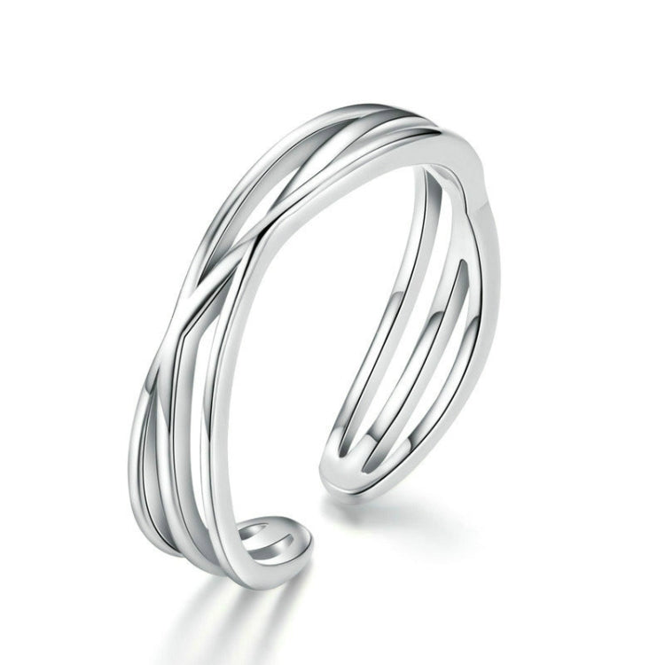 S925 Sterling Silver Platinum Plated Ring Simple Fashion Open Ring, SCR483