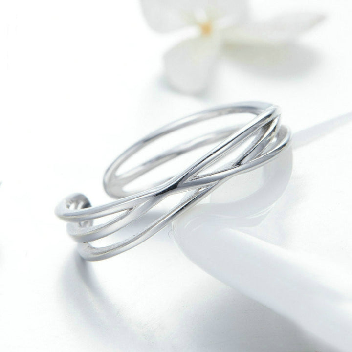 S925 Sterling Silver Platinum Plated Ring Simple Fashion Open Ring, SCR483