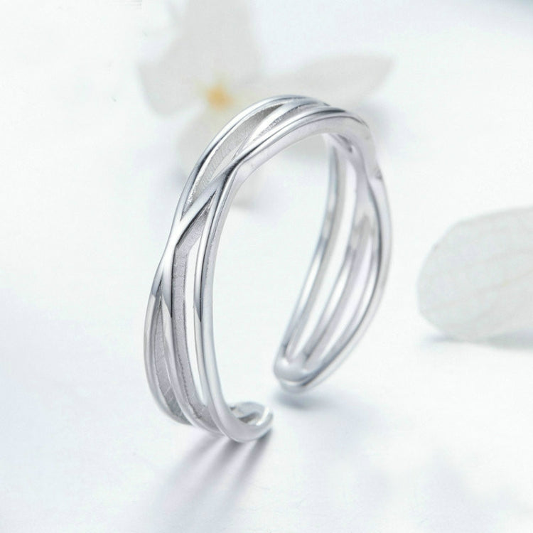 S925 Sterling Silver Platinum Plated Ring Simple Fashion Open Ring, SCR483