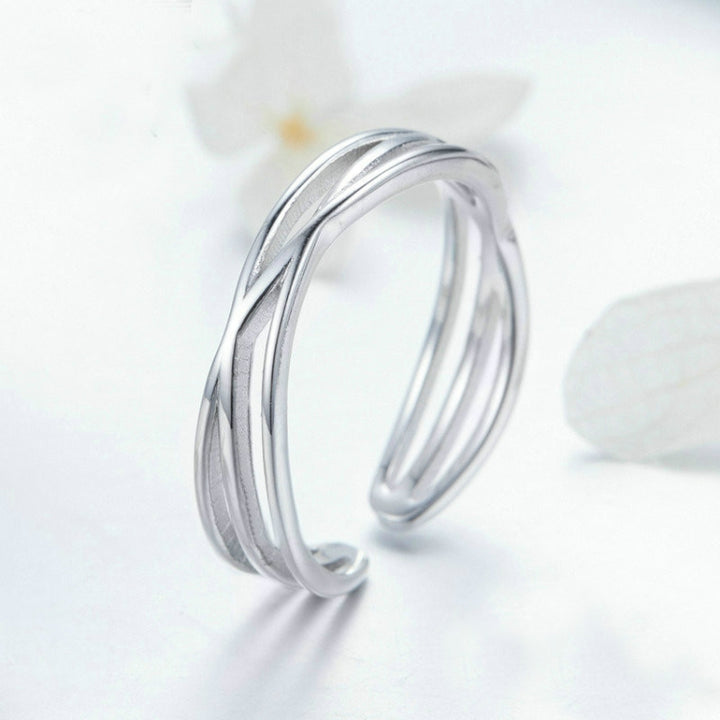 S925 Sterling Silver Platinum Plated Ring Simple Fashion Open Ring, SCR483