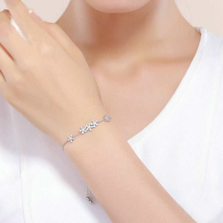 S925 Daisy Lady Sterling Silver Bracelet, SCB084