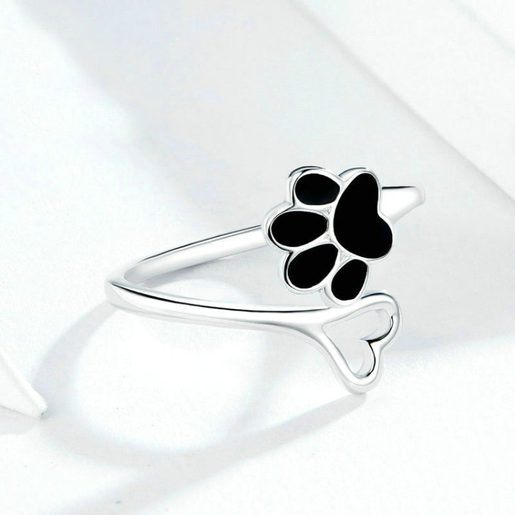 S925 Female Sterling Silver Ring Animal Paw Print Dripping Open Ring