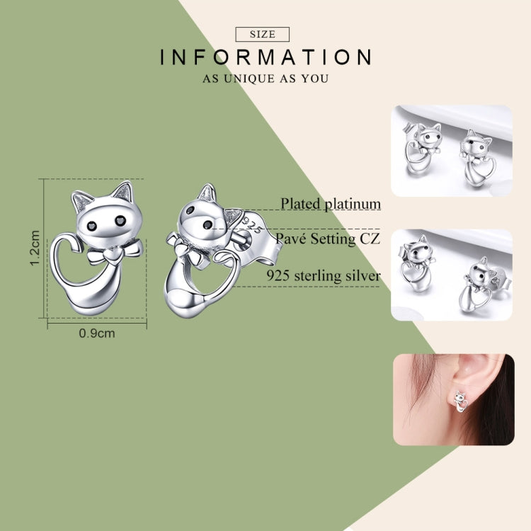 Cat Earrings S925 Sterling Silver Simple Personality Earrings Ladies Earrings, SCE450