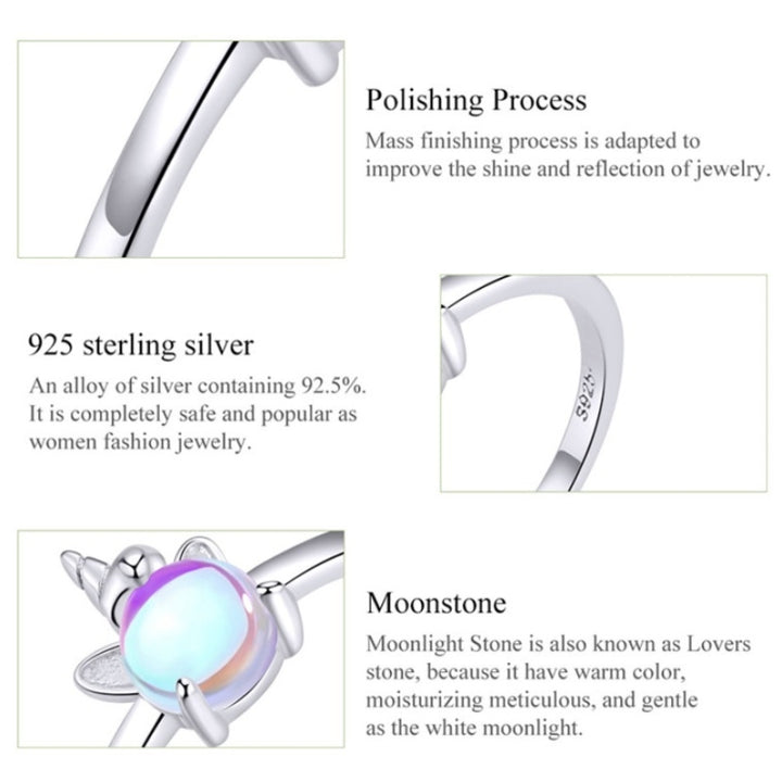 Unicorn Moonstone Silver Ring S925 Ring, SCR642