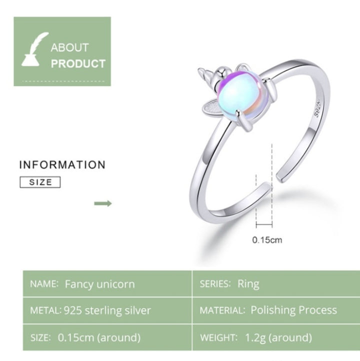 Unicorn Moonstone Silver Ring S925 Ring, SCR642