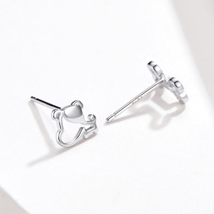 Sterling Silver Hollow Dog Bone Earrings Simple Jewelry, SCE649