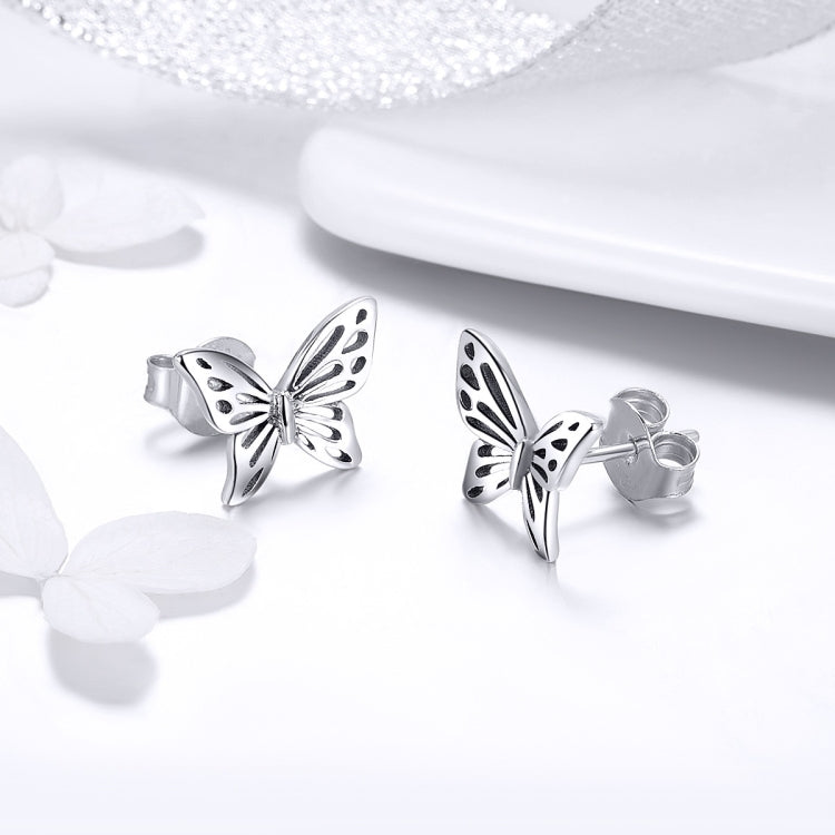 S925 Sterling Silver Butterfly Earrings, SCE452