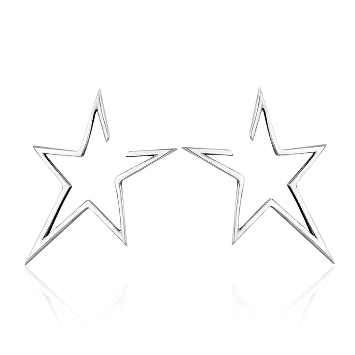 Simple S925 Sterling Silver Earrings Star Hollow Female Temperament Earrings, SCE107