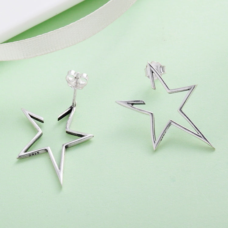 Simple S925 Sterling Silver Earrings Star Hollow Female Temperament Earrings, SCE107