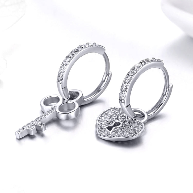 Key Lock Earrings S925 Sterling Silver Platinum-plated Simple Earrings, CE577