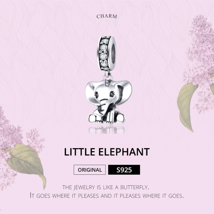 S925 Sterling Silver Animal Elephant Pendant DIY Bracelet Accessories