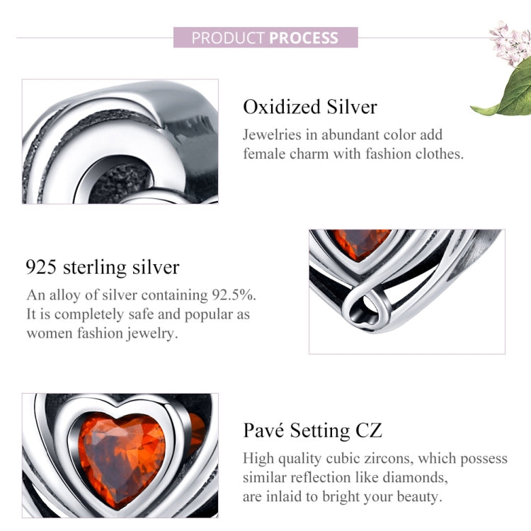 S925 Heart-shaped Sterling Silver Loose Beads DIY Bracelet Accessories, SCC1472