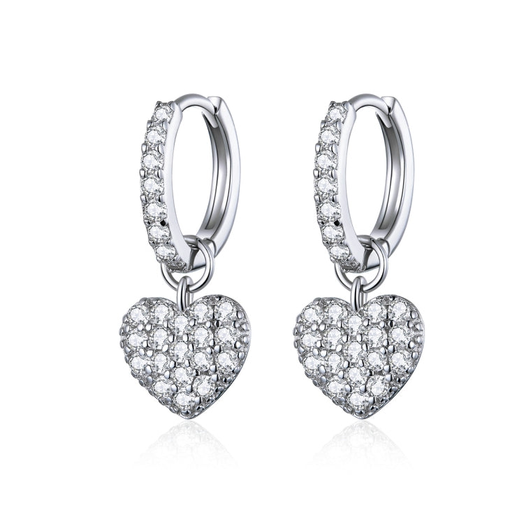 Heart-shaped Earrings Zircon Earrings Sterling Silver S925 Stud Earrings, SCE821