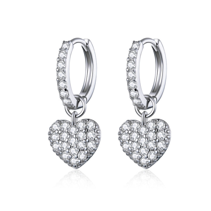 Heart-shaped Earrings Zircon Earrings Sterling Silver S925 Stud Earrings, SCE821