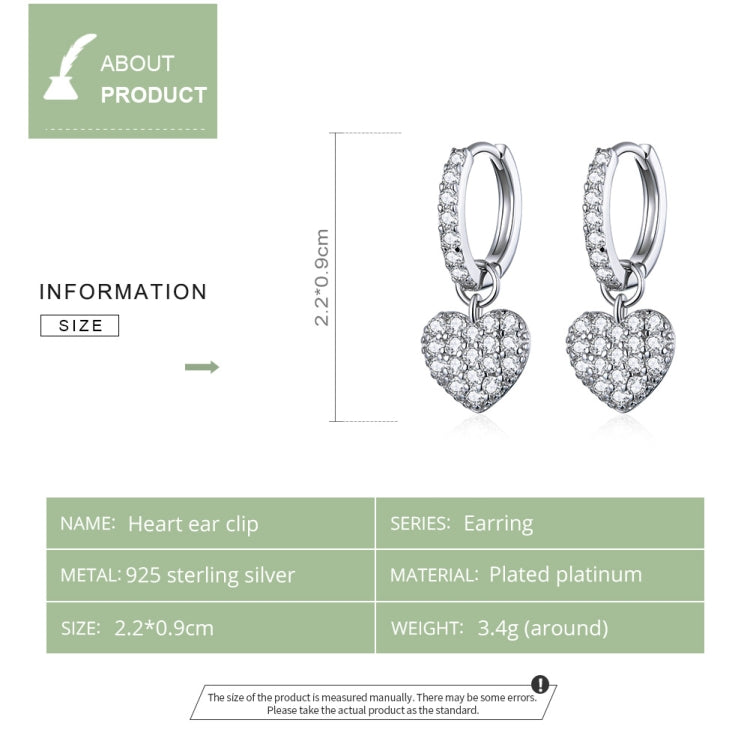 Heart-shaped Earrings Zircon Earrings Sterling Silver S925 Stud Earrings, SCE821