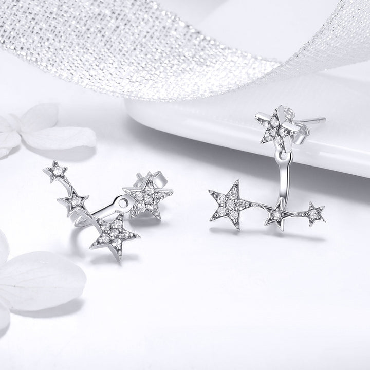 S925 Sterling Silver Star Earrings Simple Silver Earrings, SCE448