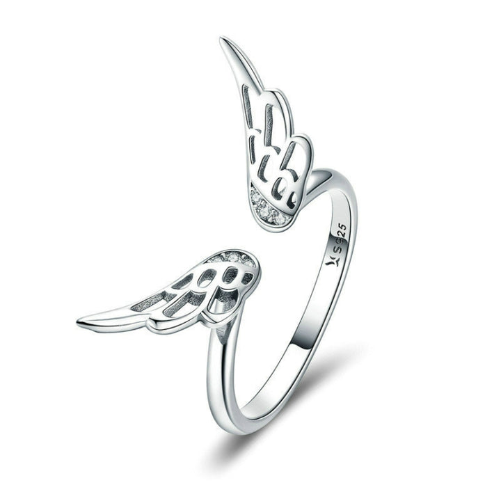 S925 Sterling Silver Fairy Wing Ring Girls Open Ring, SCR457