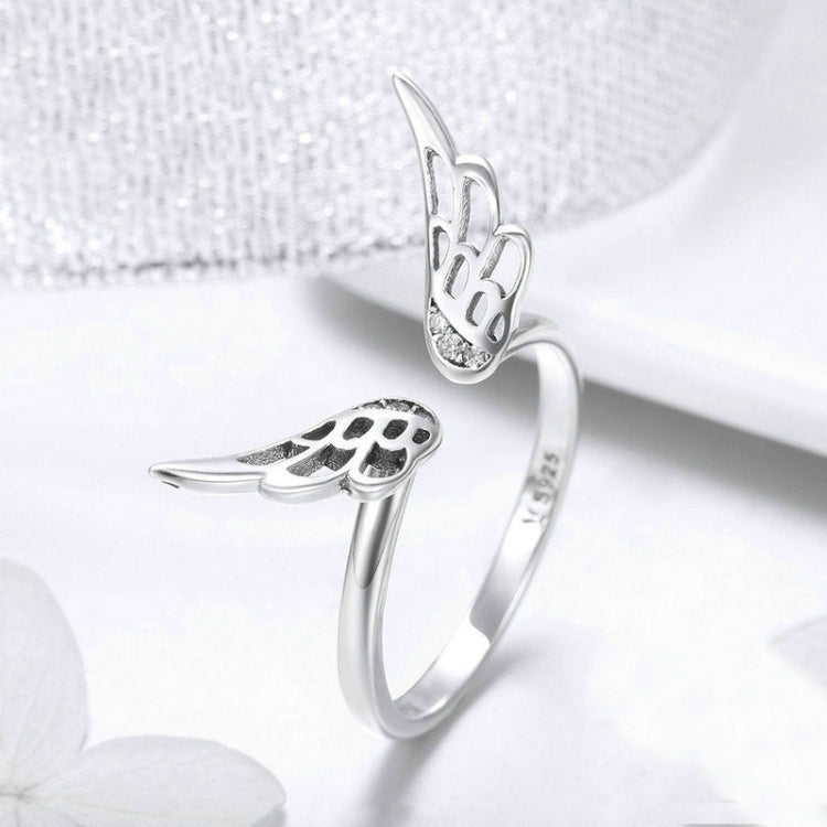 S925 Sterling Silver Fairy Wing Ring Girls Open Ring, SCR457