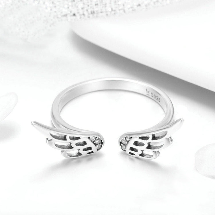 S925 Sterling Silver Fairy Wing Ring Girls Open Ring, SCR457