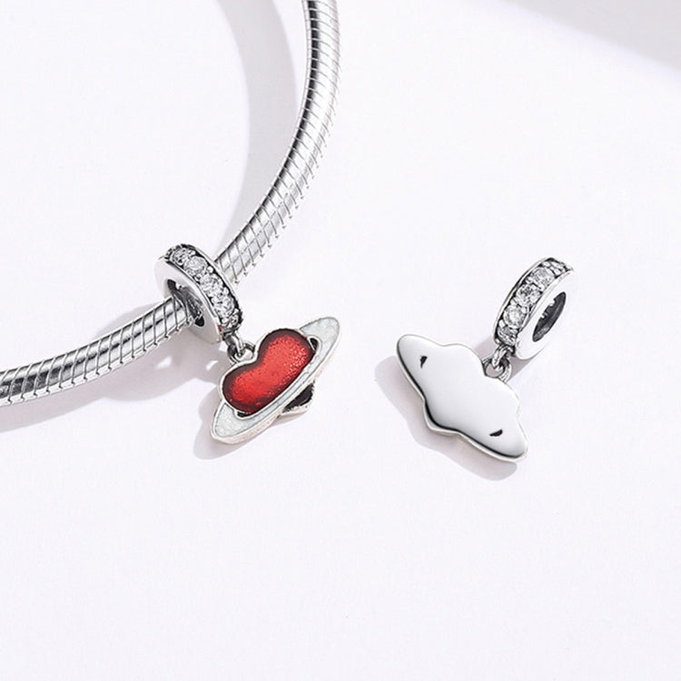 S925 Sterling Silver Pendant Red Love Planet DIY Bracelet Jewelry Accessories