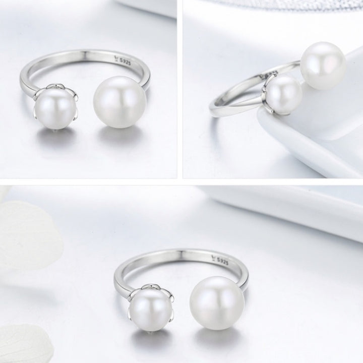 S925 Sterling Silver Ring Female Pearl Open Ring, SCR192