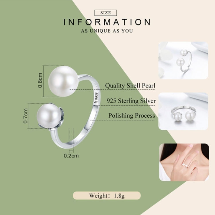 S925 Sterling Silver Ring Female Pearl Open Ring, SCR192