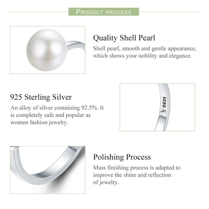 S925 Sterling Silver Ring Female Pearl Open Ring, SCR192