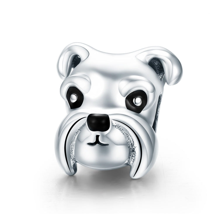 S925 Sterling Silver Beads Cute Schnauzer Platinum Plated Accessories Pendant Loose Beads, SCC835