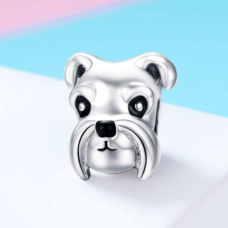 S925 Sterling Silver Beads Cute Schnauzer Platinum Plated Accessories Pendant Loose Beads, SCC835