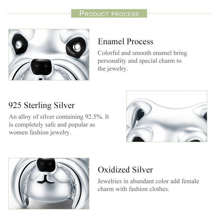 S925 Sterling Silver Beads Cute Schnauzer Platinum Plated Accessories Pendant Loose Beads, SCC835