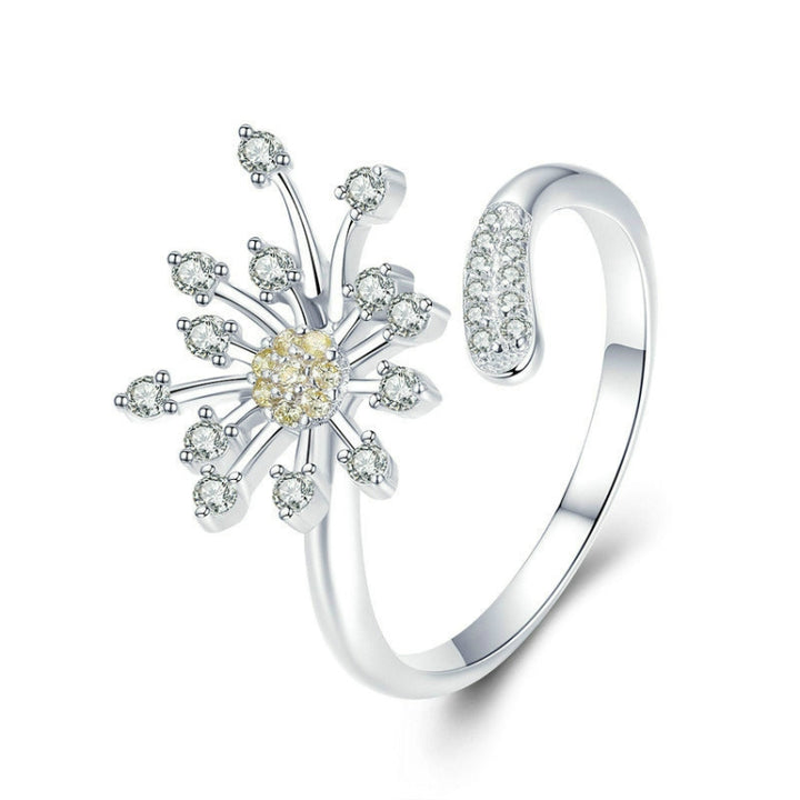 S925 Sterling Silver Ladies Ring Dandelion Love Diamond Ring