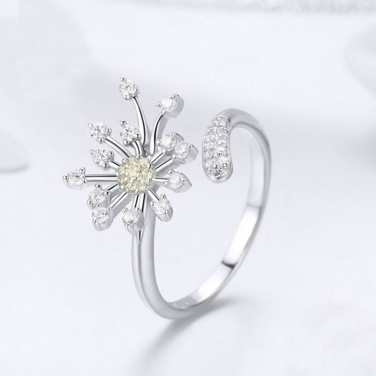 S925 Sterling Silver Ladies Ring Dandelion Love Diamond Ring